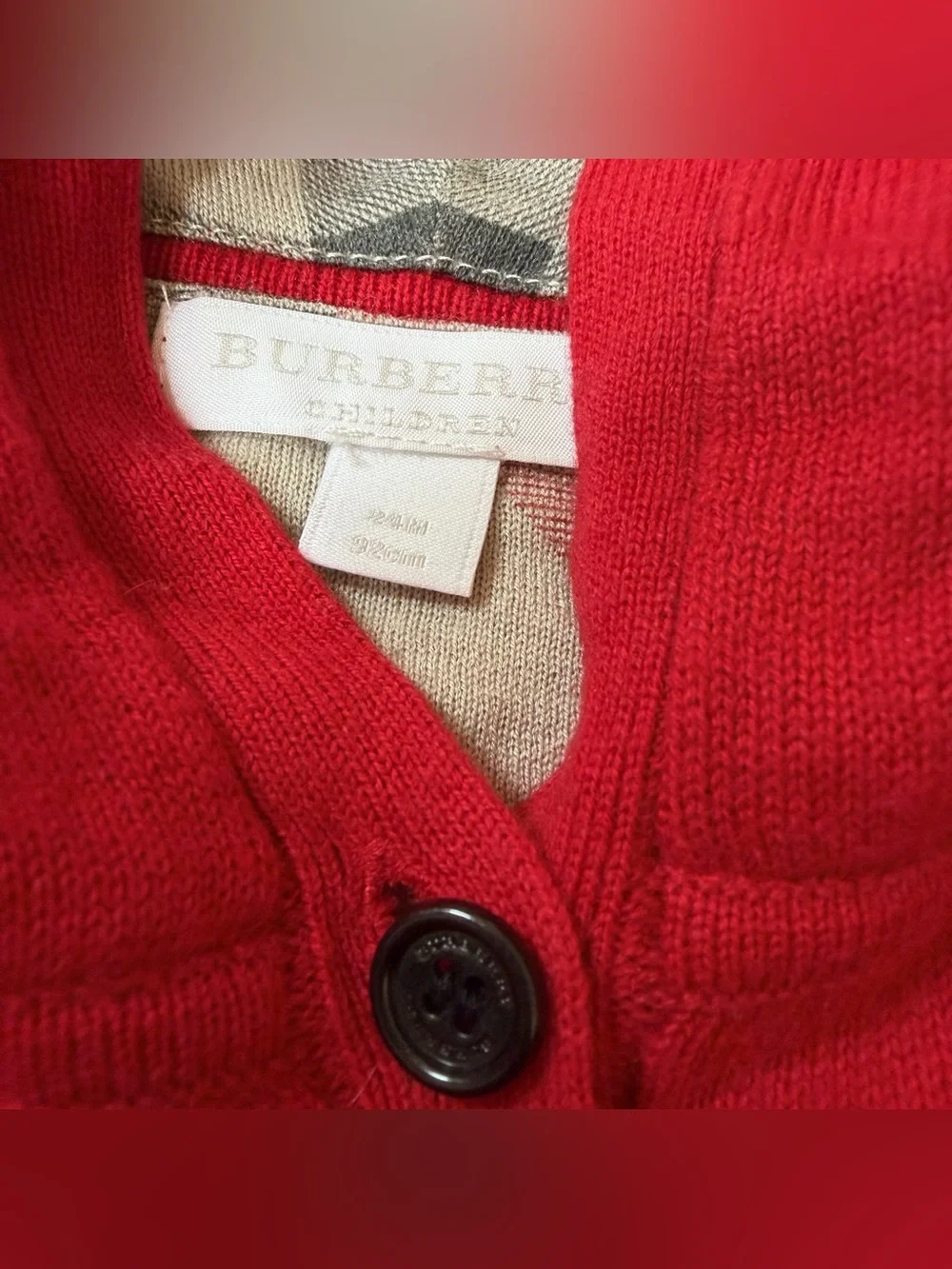 Burberry Baby Girl 24m Cashmere Poncho Red Nova Check Plaid Knit Cape Authentic